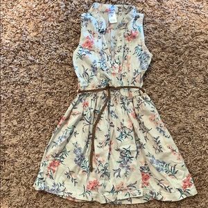 Carters size 4 floral dress w/ brown braided belt